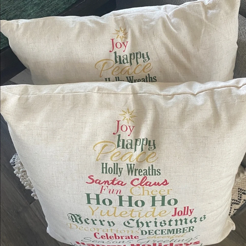 Festive Holiday Throw Pillow Set - Cream 19”